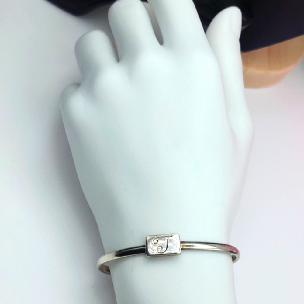 Vintage Sterling Silver 925 Marked J Initial Bracelet - Picture 2 of 10